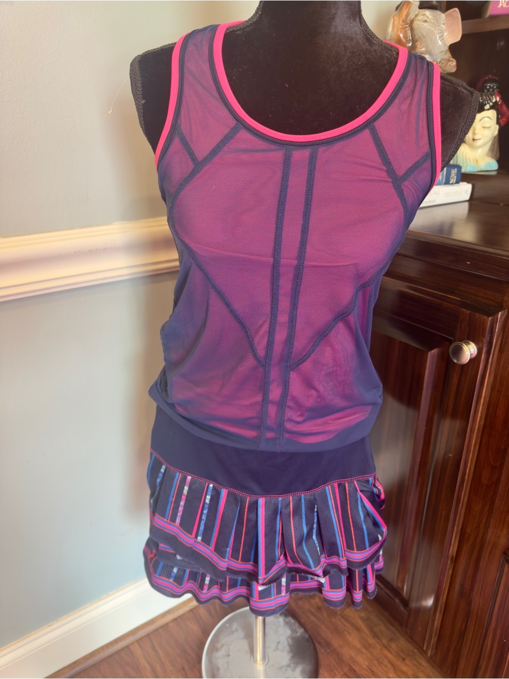 Lucky in Love Tennis Skirt and Top, XS Purple